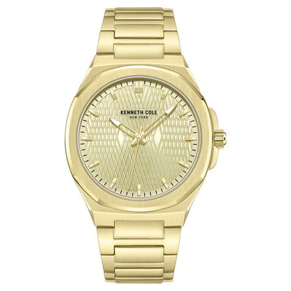 Kenneth Cole Quartz Analog Golden Dial Stainless Steel Strap Watch For Men-NTKCWGG0047001MN