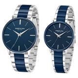 Kenneth Cole Quartz Analog Blue Dial Two Toned Stainless Steel Strap Watch For Couple