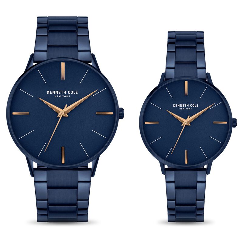 Kenneth Cole Quartz Analog Blue Dial Stainless Steel Strap Watch For Couple