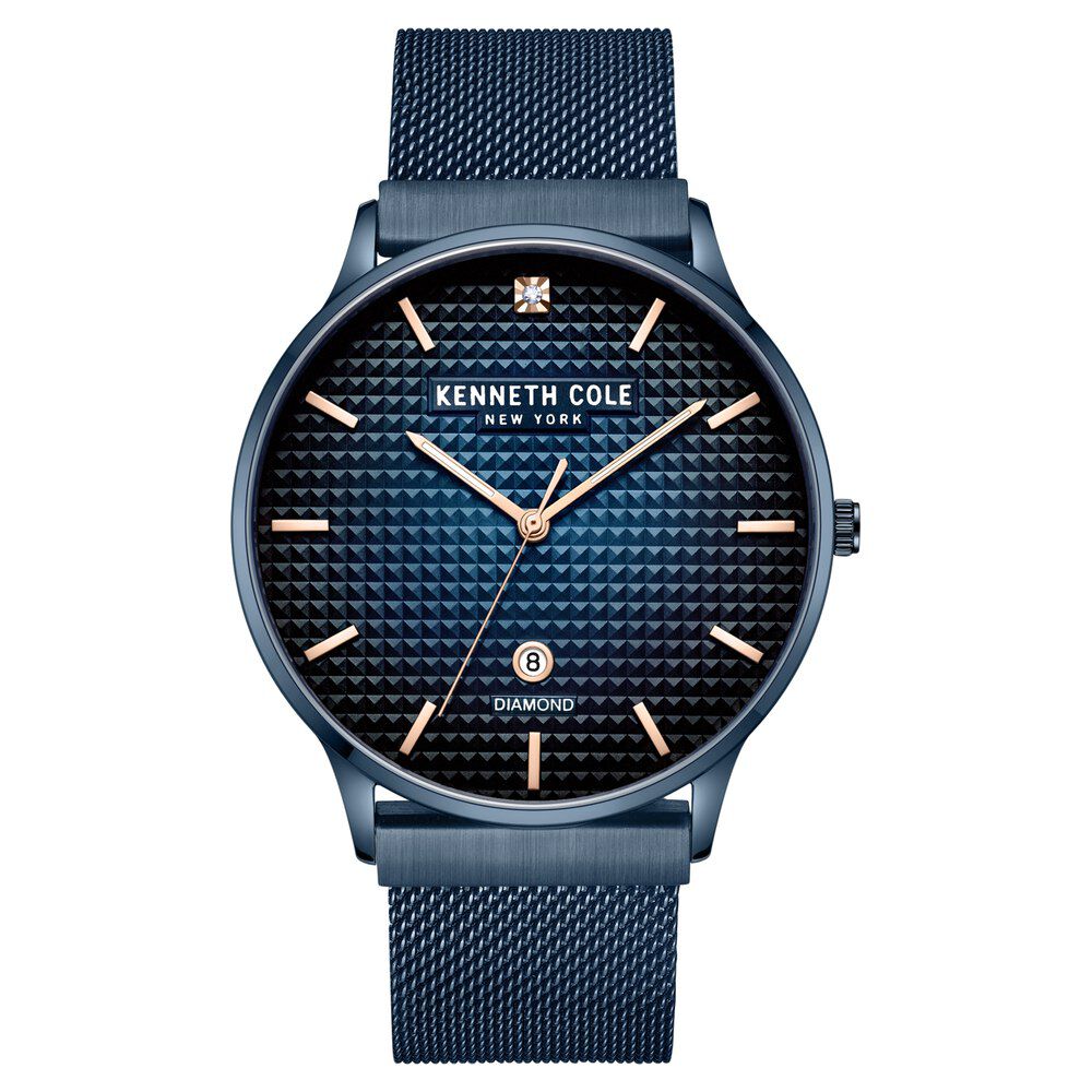 Kenneth Cole Blue Dial Quartz Analog with Date Stainless Steel Strap Watch for Men-NTKCWGH2233504MN