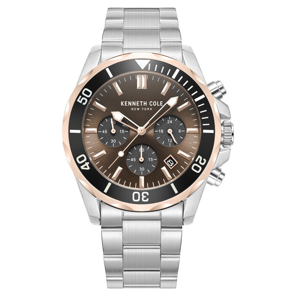Kenneth Cole Quartz Chronograph Brown dial Metal Strap Watch for Men KCWGI0027101MN