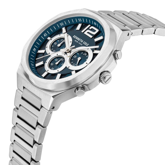 Kenneth Cole Quartz Chronograph Blue Dial Stainless Steel Strap Watch for Men-NDKCWGI2104901MN