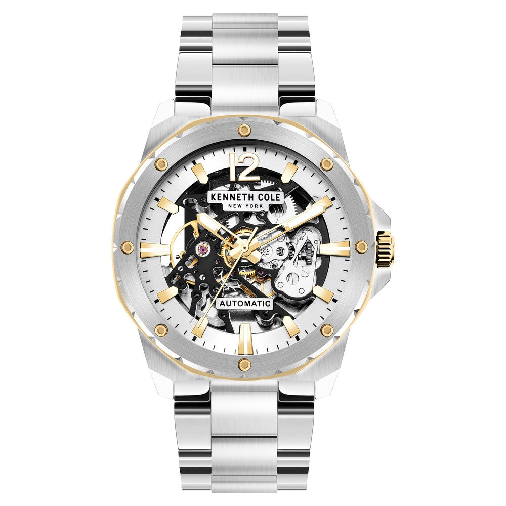 Stylish Kenneth Cole Automatic Men's Watch - White Dial & Steel Strap