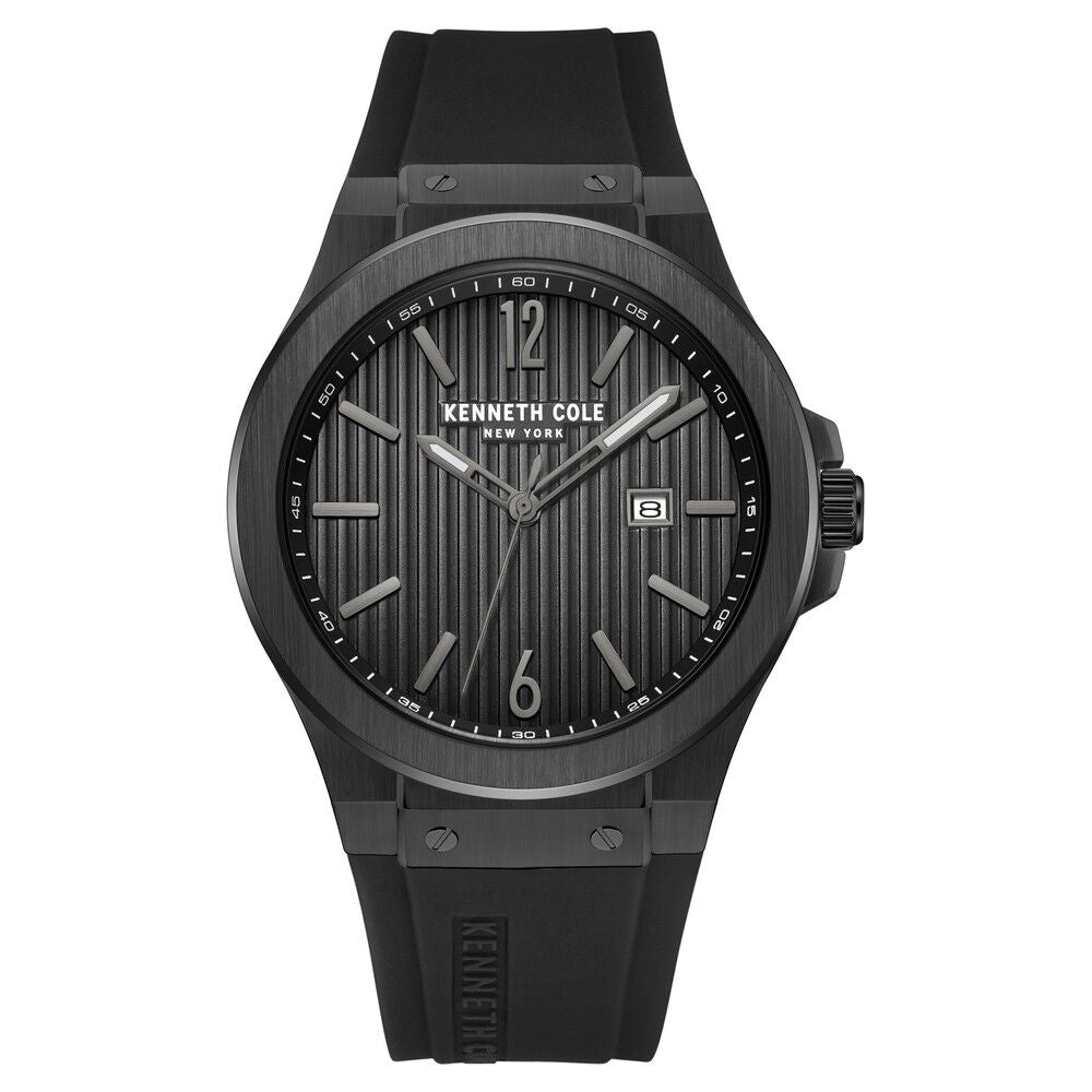 Kenneth Cole Quartz Analog with Date Black Dial Silicone Strap Watch for Men