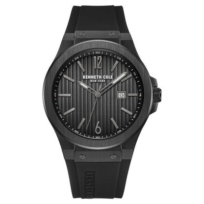 Kenneth Cole Quartz Analog with Date Black Dial Silicone Strap Watch for Men