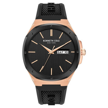 Kenneth Cole Quartz Analog Black Dial Silicone Strap Watch For Men