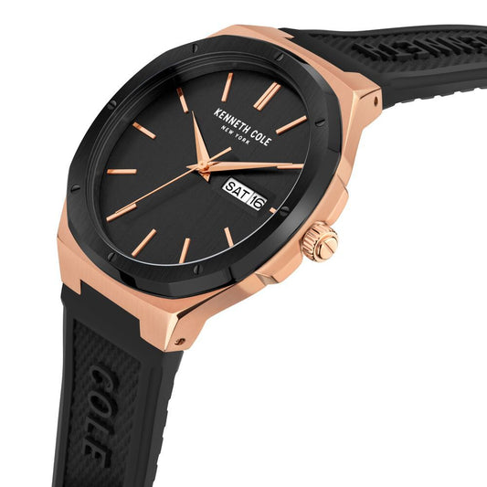 Kenneth Cole Quartz Analog Black Dial Silicone Strap Watch For Men