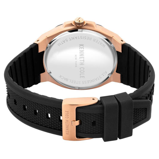 Kenneth Cole Quartz Analog Black Dial Silicone Strap Watch For Men