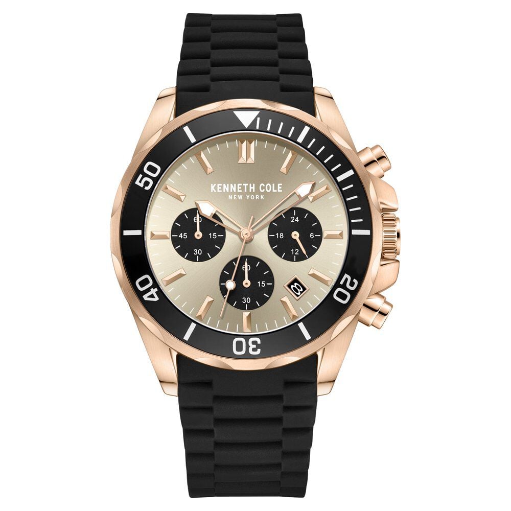 Kenneth Cole Quartz Chronograph Grey dial Silicone Strap Watch for Men-NTKCWGO0027103MN