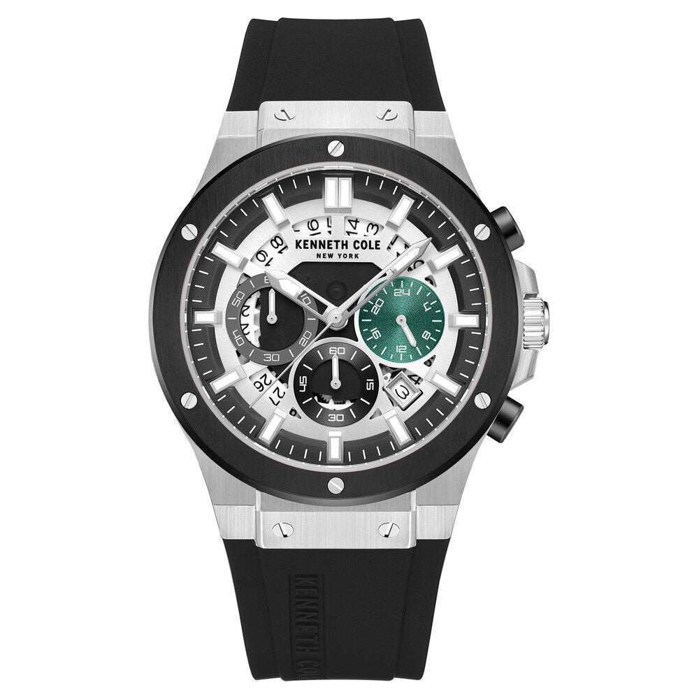 Kenneth Cole Quartz Chronograph Silver Dial Silicone Strap Watch for Men