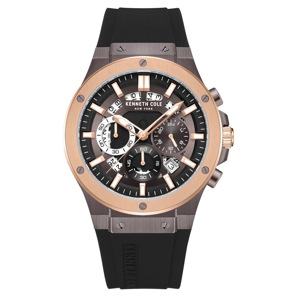 Kenneth Cole Quartz Chronograph Brown Dial Silicone Strap Watch for Men