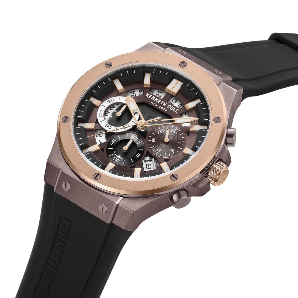 Kenneth Cole Quartz Chronograph Brown Dial Silicone Strap Watch for Men