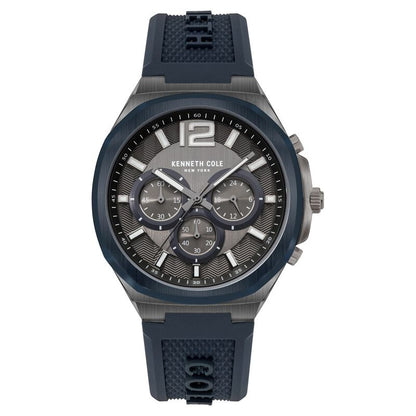Kenneth Cole Quartz Chronograph Grey Dial Silicone Strap Watch For Men