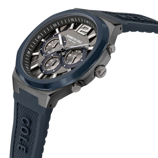 Kenneth Cole Quartz Chronograph Grey Dial Silicone Strap Watch For Men