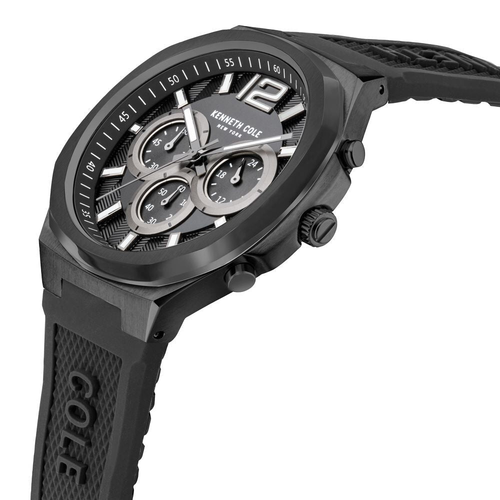Kenneth Cole Quartz Chronograph Black Dial Silicone Strap Watch For Men