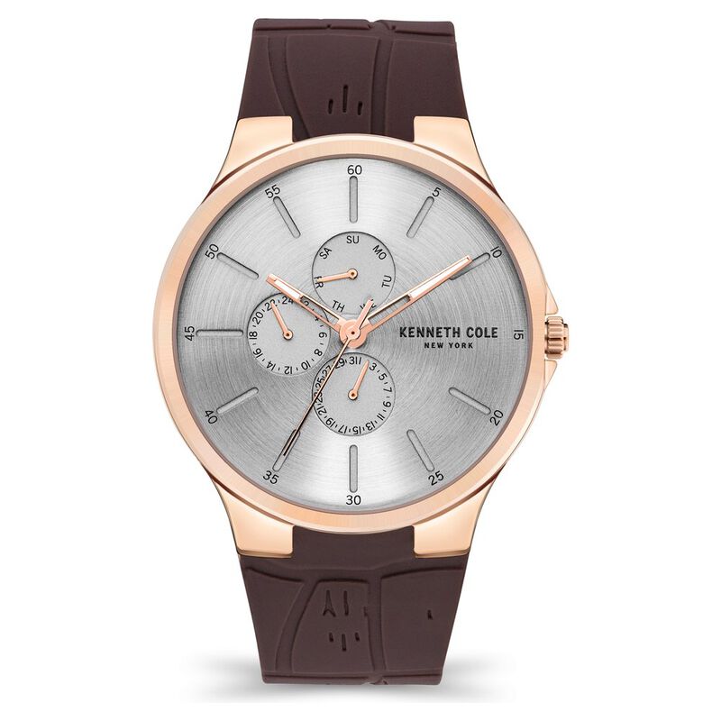 Kenneth Cole Grey Dial Silicone Strap Watch For Men