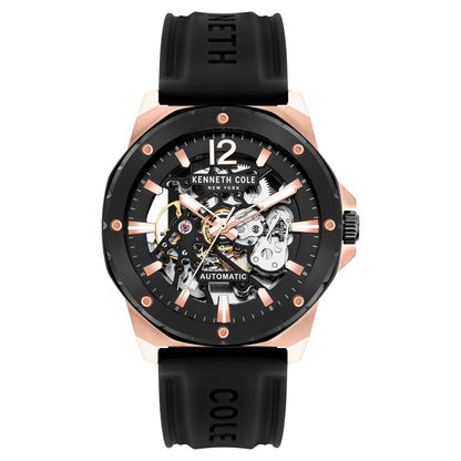 Kenneth Cole Automatic Black Dial Silicone Strap Watch for Men NEKCWGR2104204MN