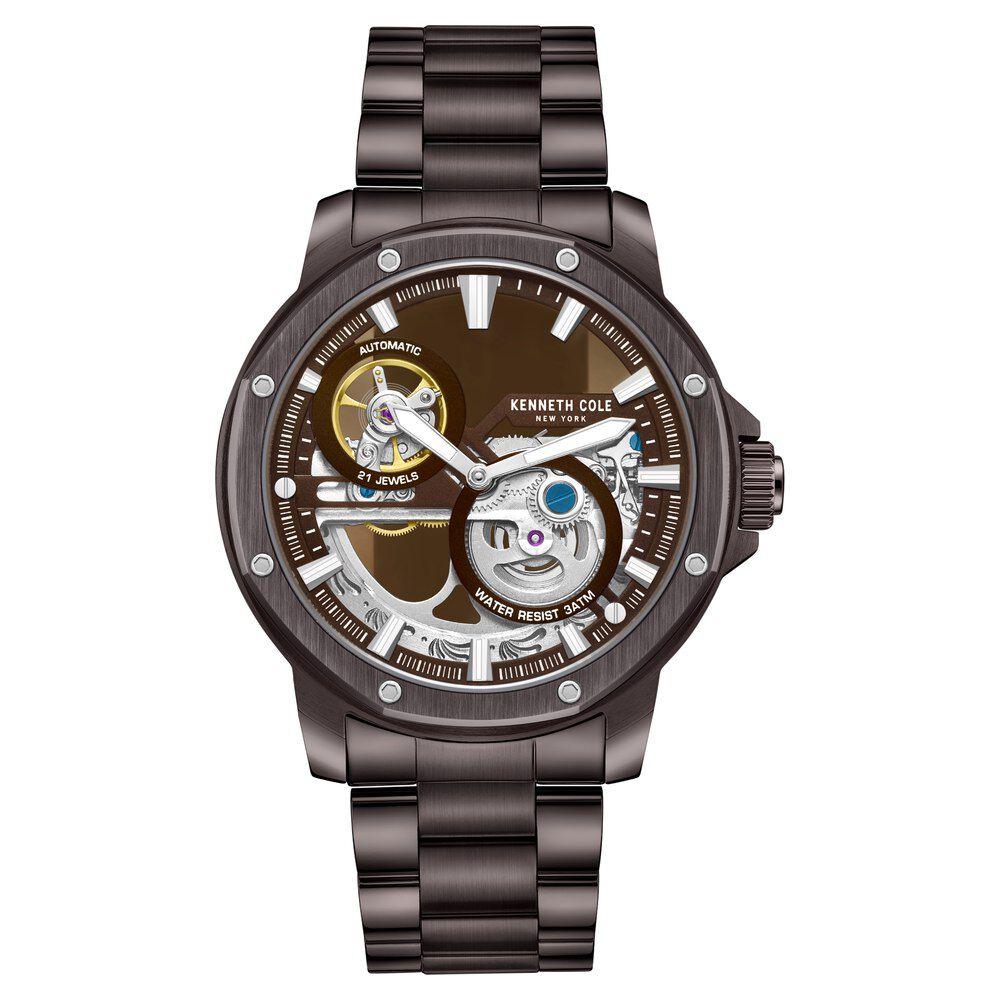 Kenneth Cole Automatic Brown Dial Stainless Steel Strap Watch For Men KCWGY0033704MN