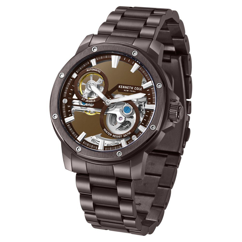Kenneth Cole Automatic Brown Dial Stainless Steel Strap Watch For Men KCWGY0033704MN