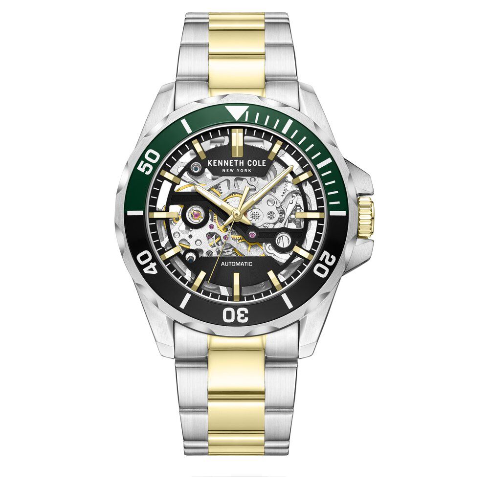 Kenneth Cole Automatic Black Dial With Two Toned Stainless Steel Strap Watch For Men KCWGY0046004MN