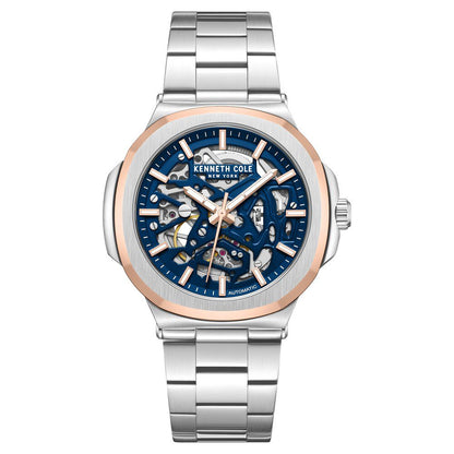 Kenneth Cole Automatic Blue Dial With Silver Stainless Steel Strap Watch For Men KCWGY0046201MN
