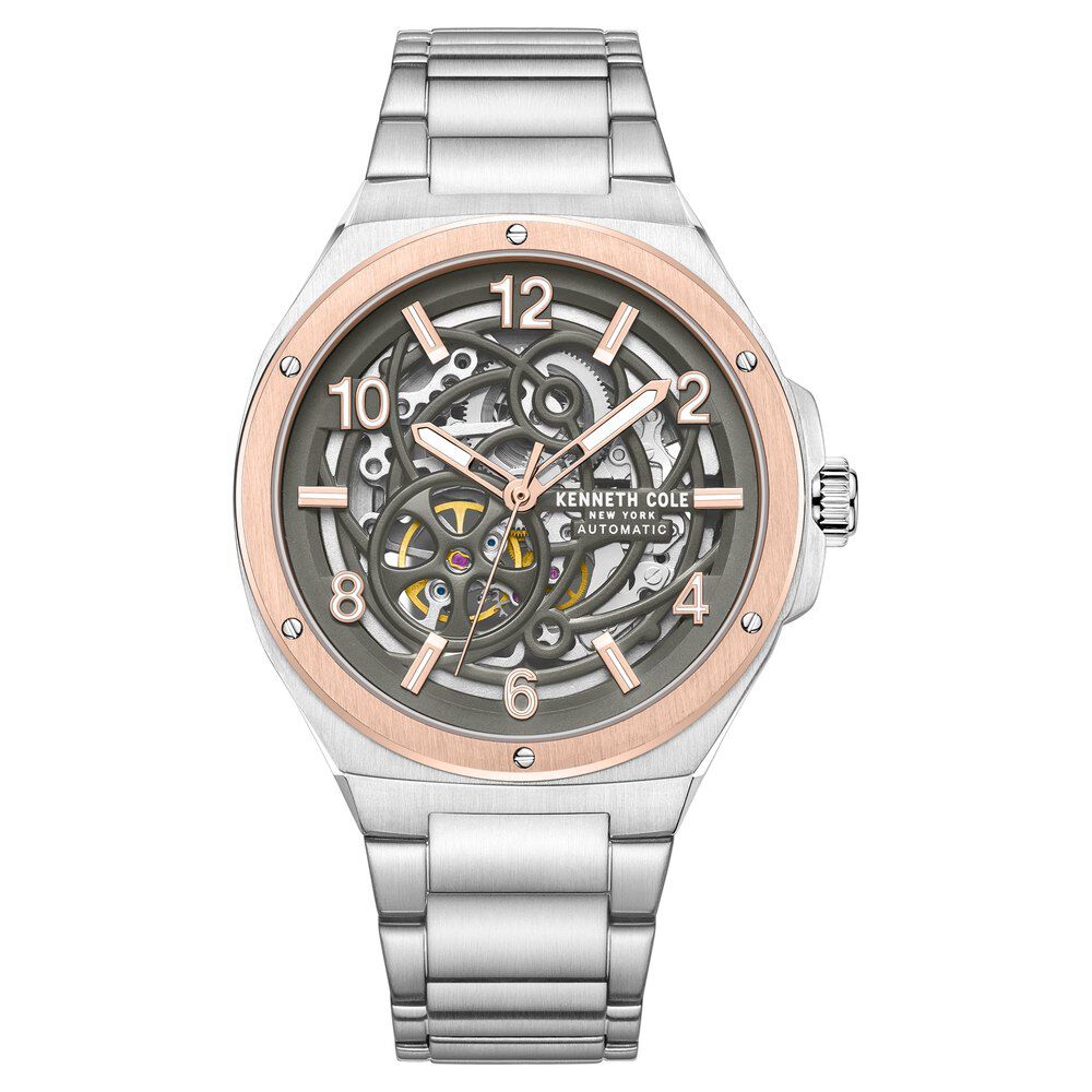 Kenneth Cole Automatic Grey Dial With Silver Stainless Steel Strap Watch For Men KCWGY0046303MN