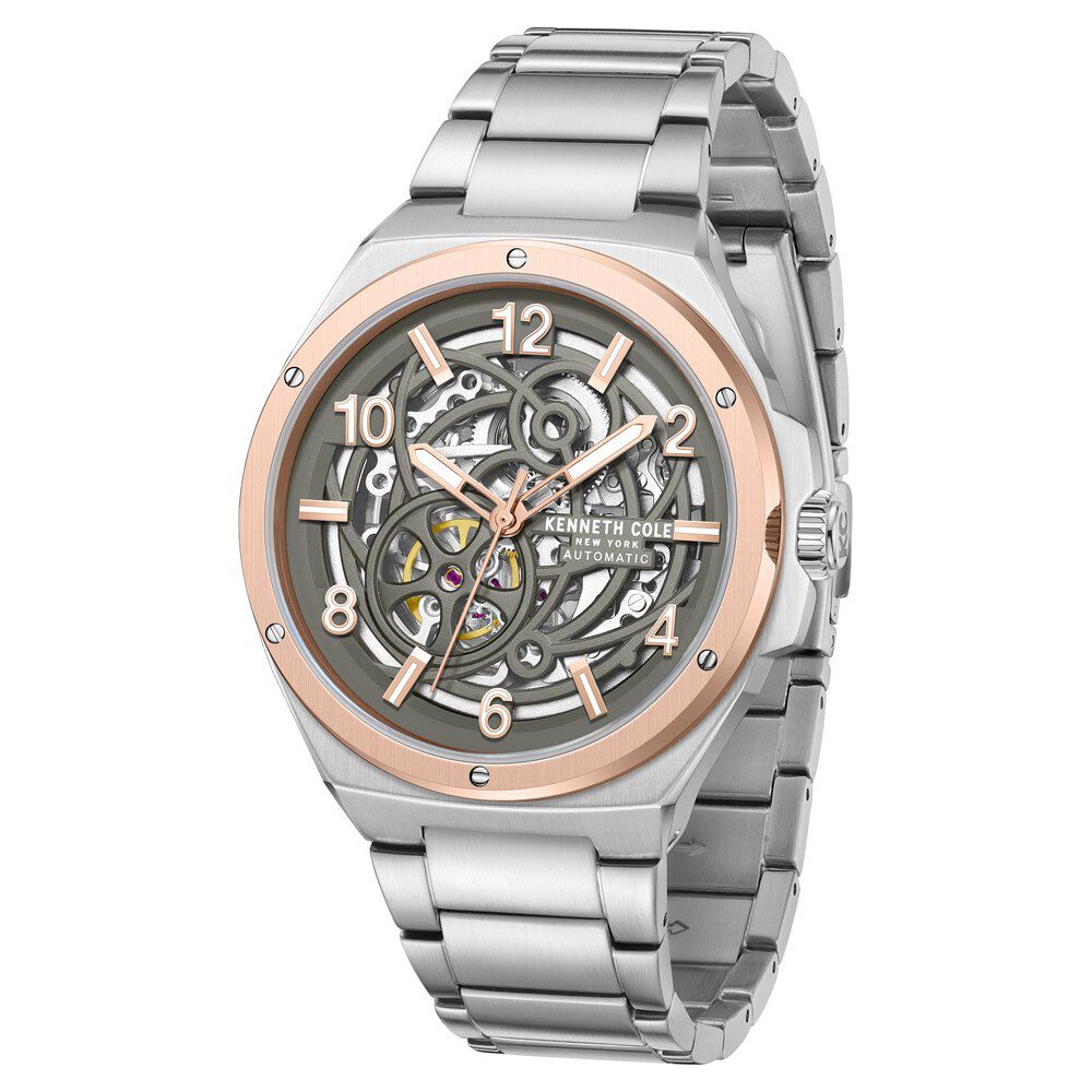 Kenneth Cole Automatic Grey Dial With Silver Stainless Steel Strap Watch For Men KCWGY0046303MN