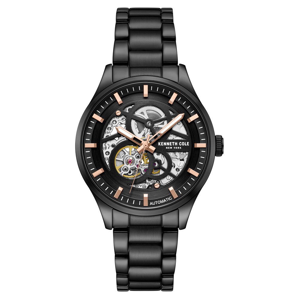 Kenneth Cole Automatic Black Dial With Black Stainless Steel Strap Watch For Men KCWGY0046403MN