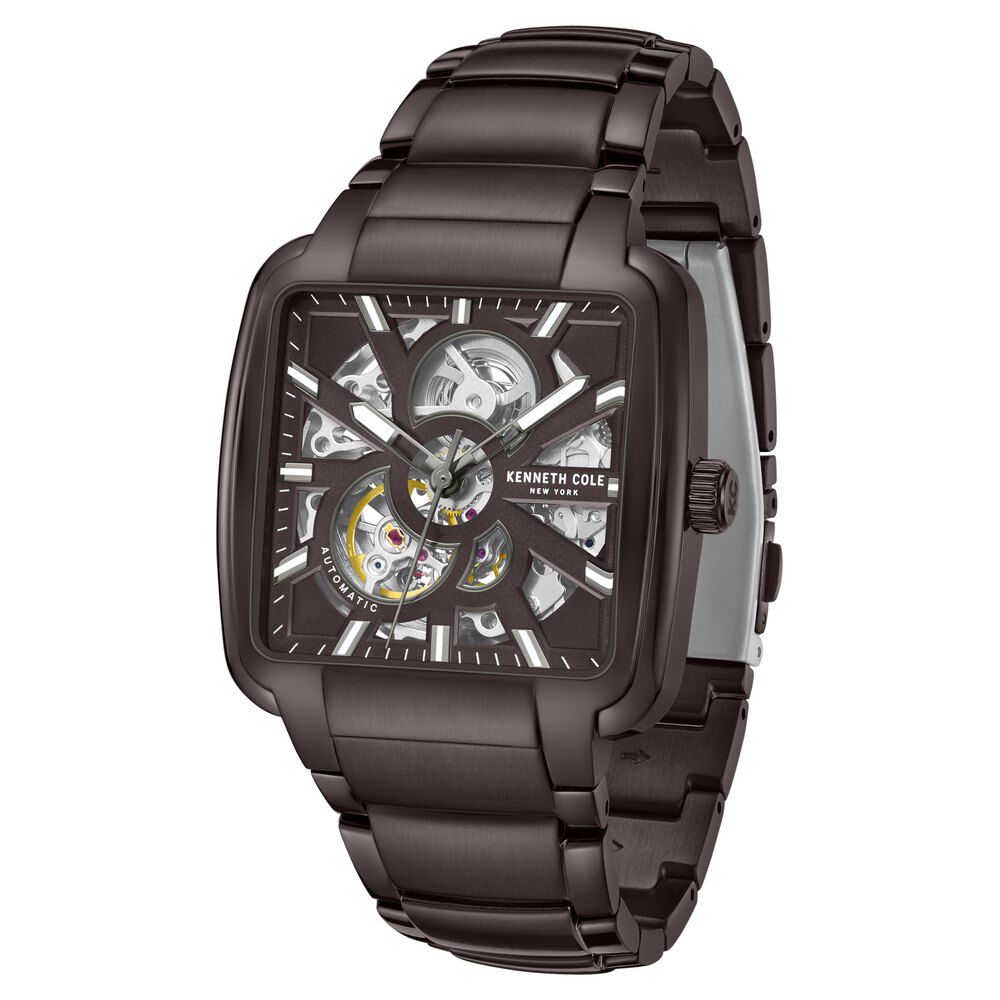 Kenneth Cole Automatic Brown Dial With Brown Stainless Steel Strap Watch For Men-NTKCWGY0046501MN