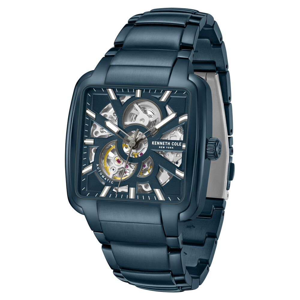 Kenneth Cole Automatic Blue Dial With Blue Stainless Steel Strap Watch For Men-NTKCWGY0046502MN