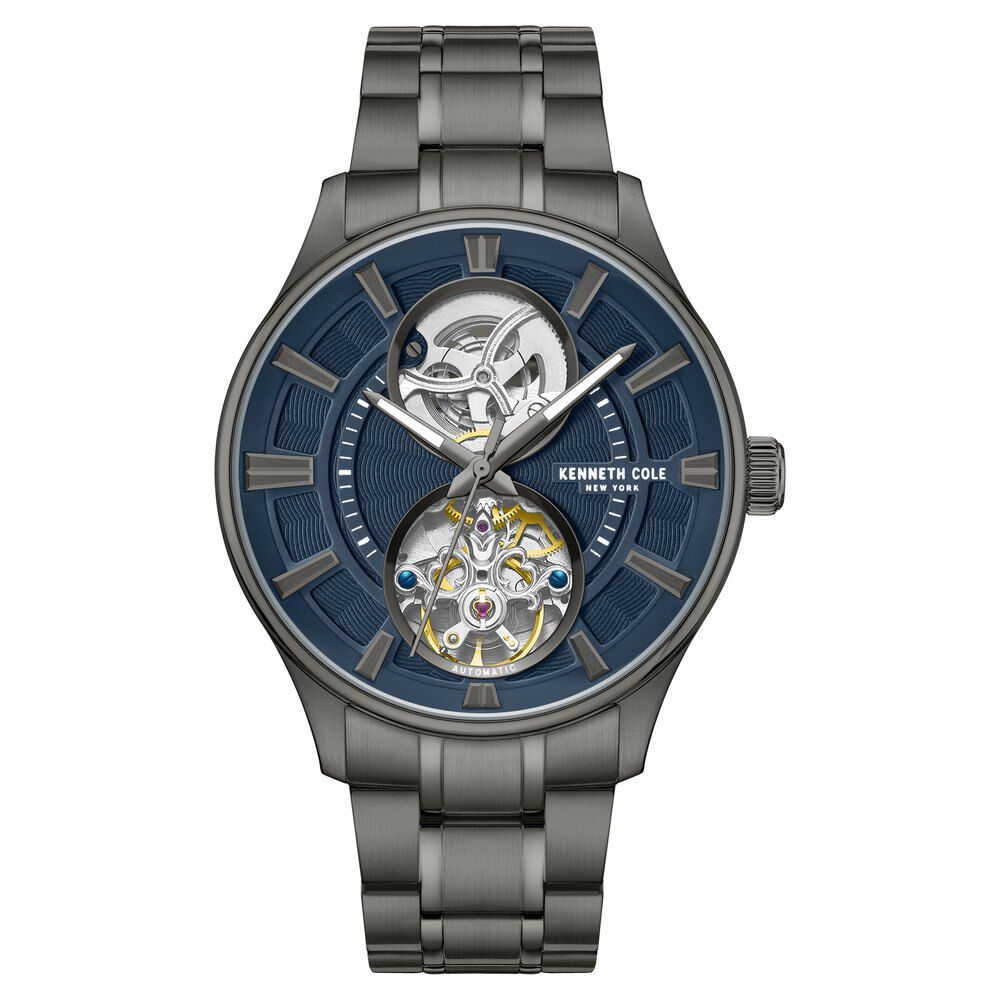 Kenneth Cole Automatic Blue Dial With Grey Stainless Steel Strap Watch For Men KCWGY0049803MN