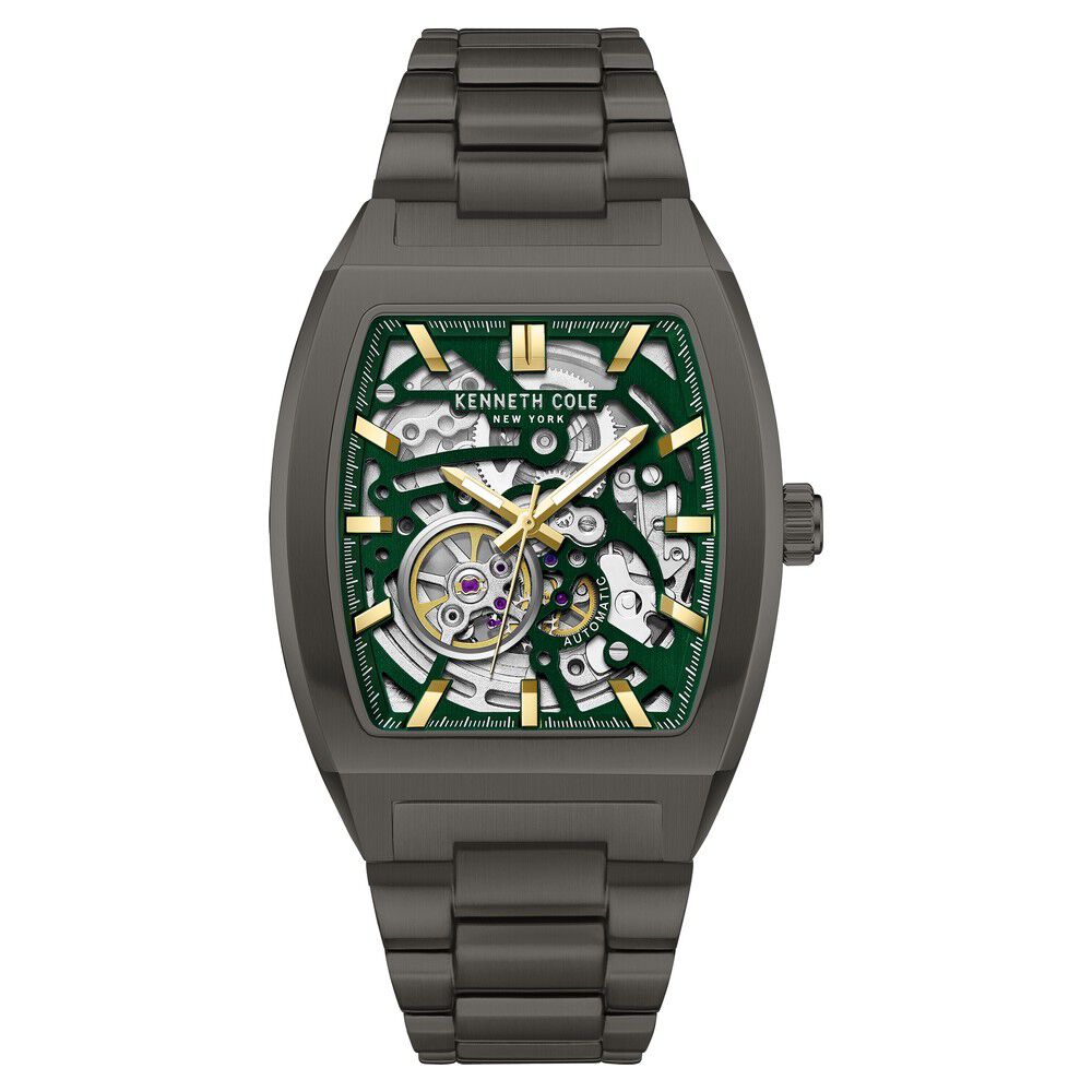 Kenneth Cole Gun Metal Automatic Stainless Steel Bracelet Watch For Men-NTKCWGY0058602MN