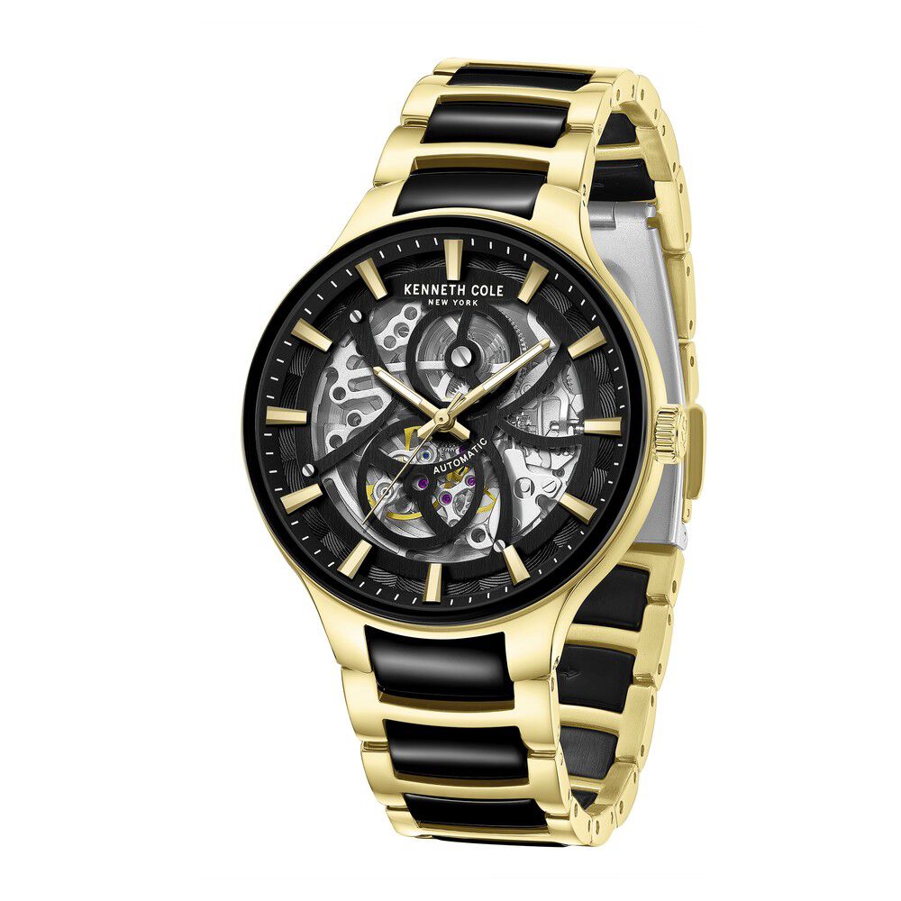 Kenneth Cole Automatic Black Dial Stainless Steel Strap Watch For Men-NTKCWGY0059801MN