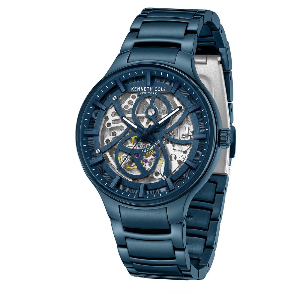 Kenneth Cole Automatic Blue Dial Stainless Steel Strap Watch For Men-NTKCWGY0059802MN
