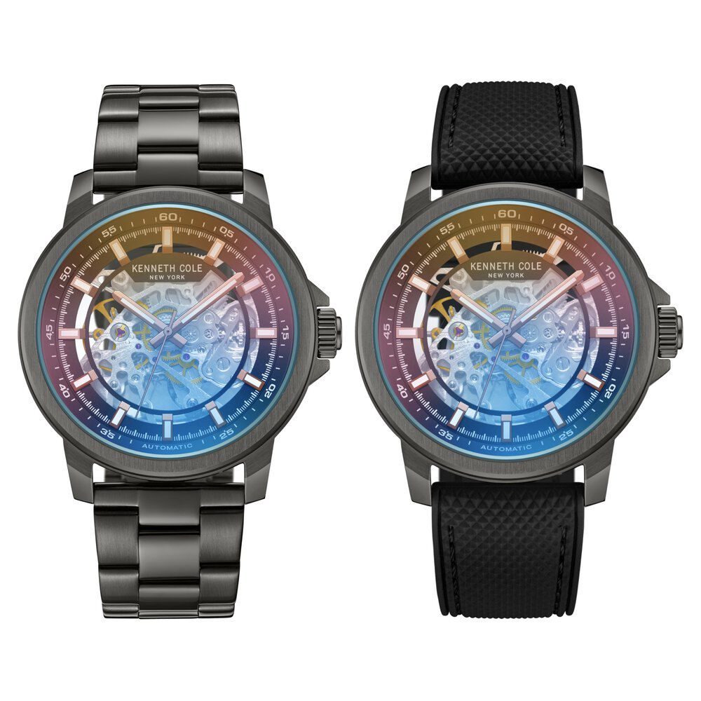 Kenneth Cole Automatic Grey Dial With Grey Stainless Steel & Silicone Strap Watch For Men KCWGY2104110MN