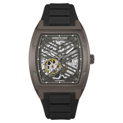 Kenneth Cole Automatic Grey Dial With Black Silicone Strap Watch For Men KCWGZ0046102MN
