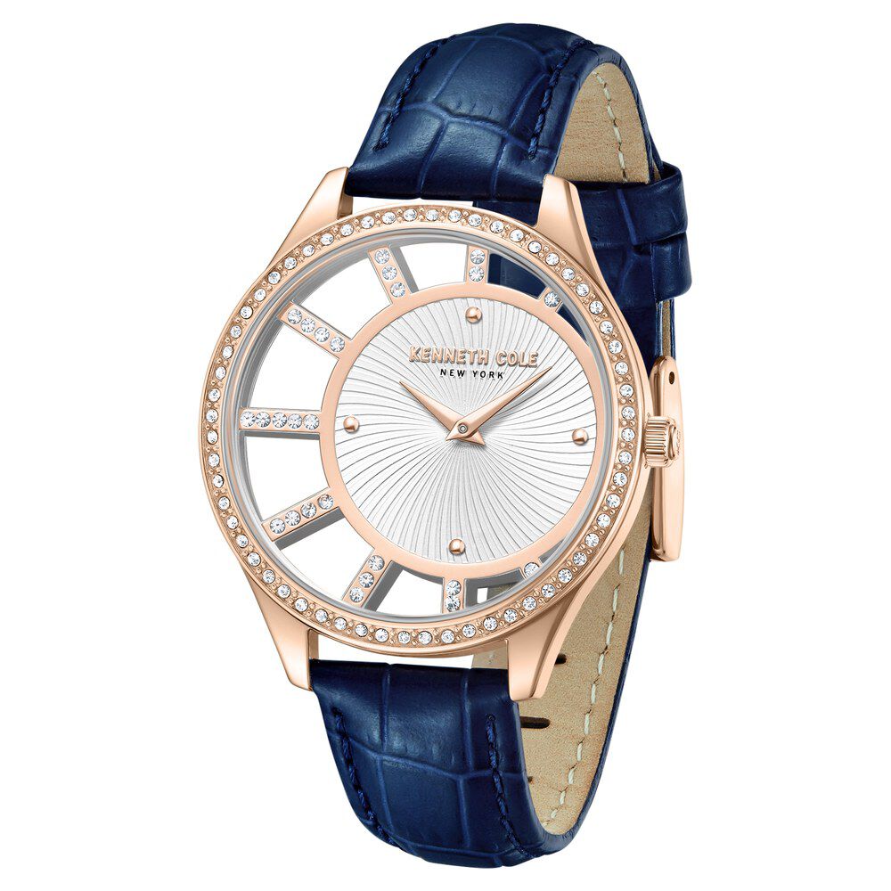 Kenneth Cole Quartz Analog Silver Dial Leather Strap Watch For Women KCWLA0061601LD