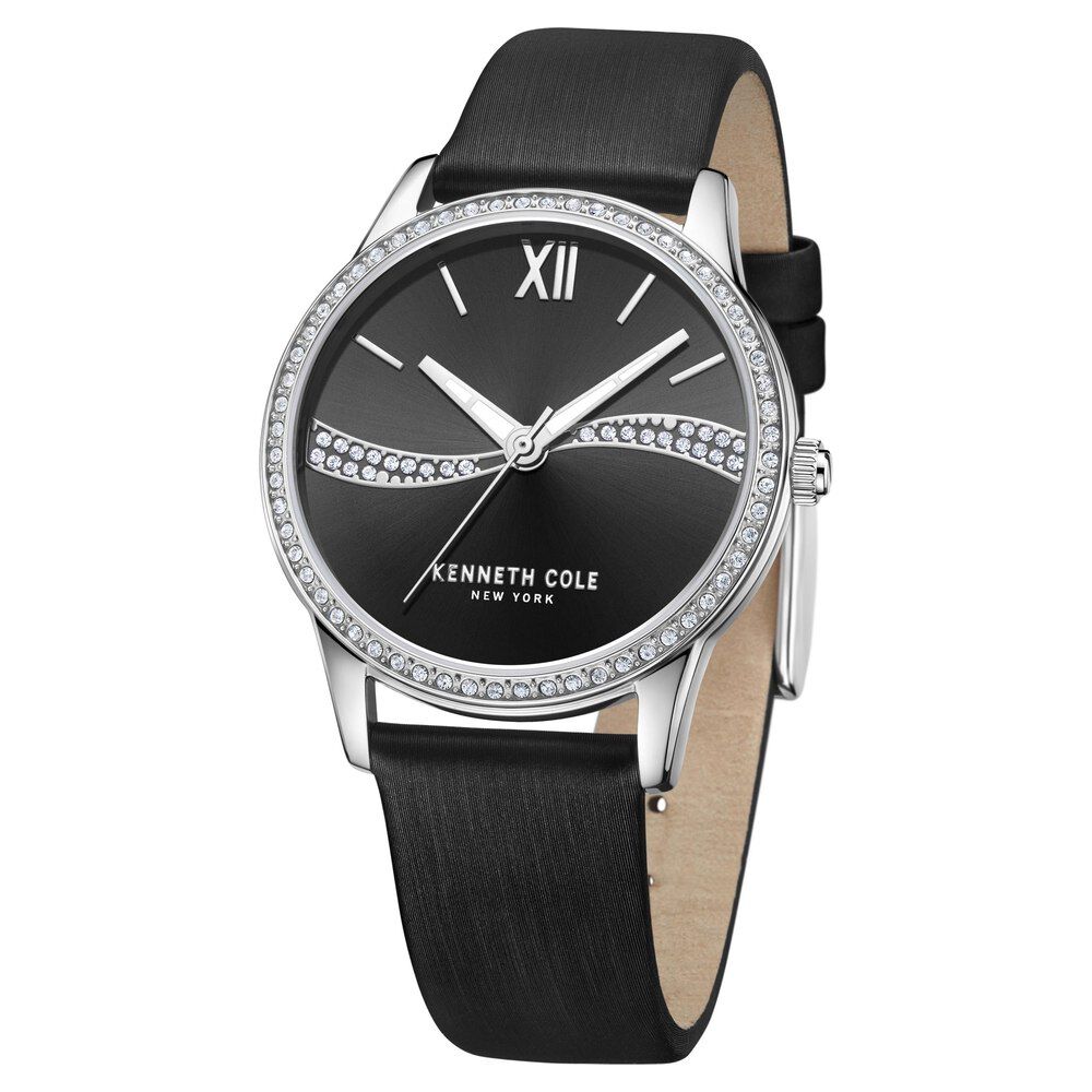Kenneth Cole Quartz Analog Black Dial Leather Strap Watch For Women