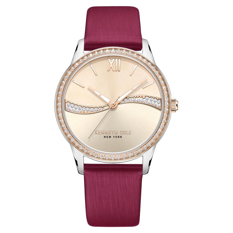 Kenneth Cole Quartz Analog Rose Gold Dial Leather Strap Watch For Women