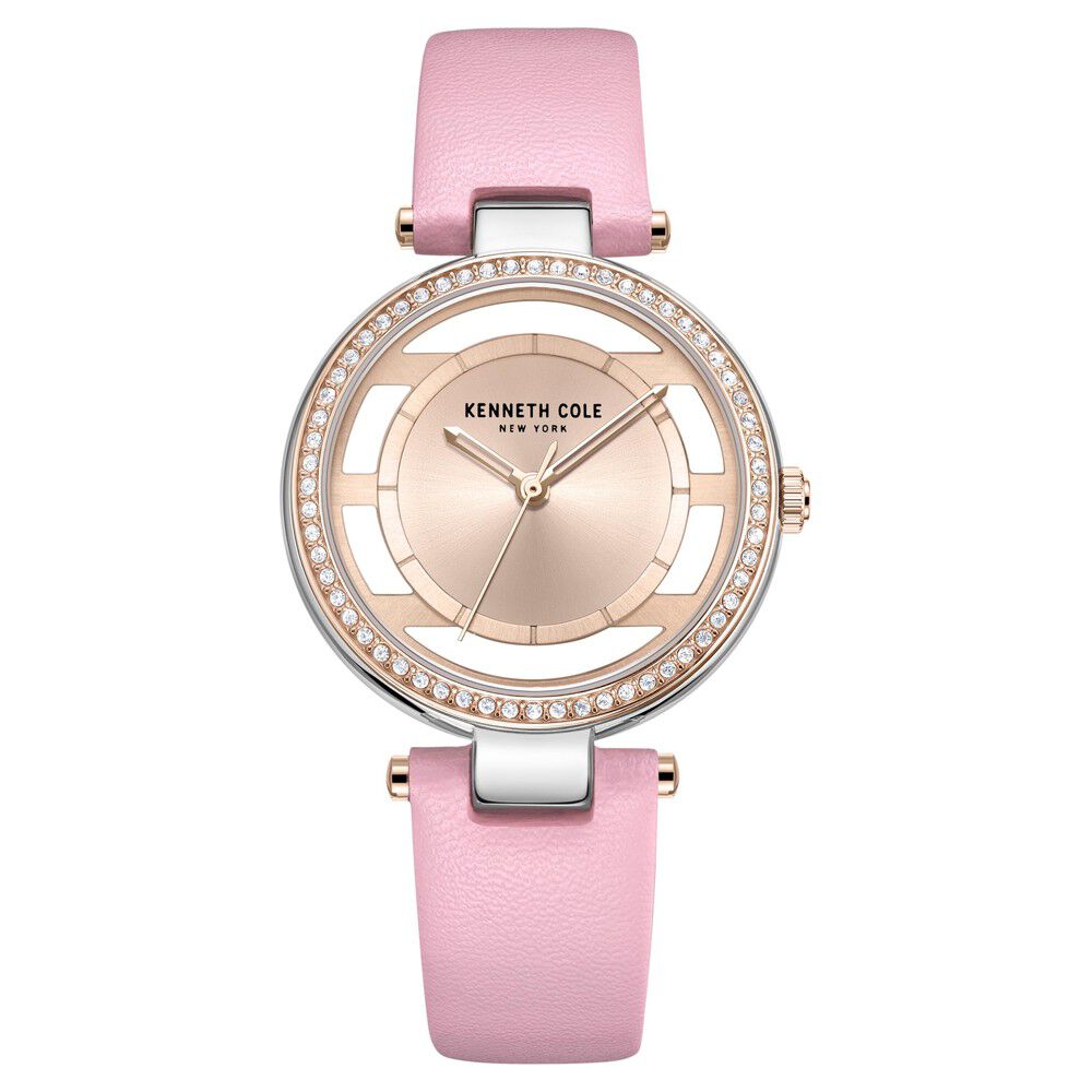Kenneth Cole Quartz Analog Rose Gold Dial Leather Strap Watch for Women KCWLA2219801LD