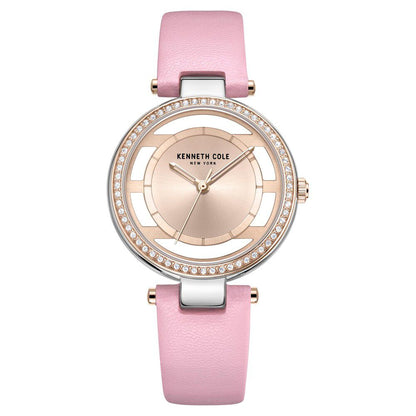 Kenneth Cole Quartz Analog Rose Gold Dial Leather Strap Watch for Women KCWLA2219801LD