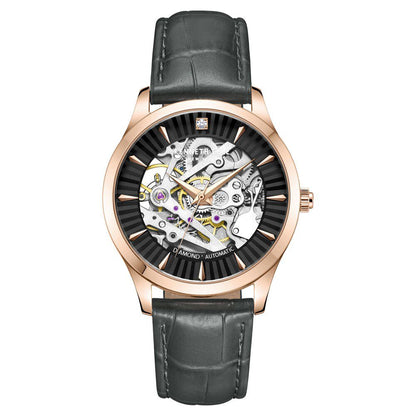 Kenneth Cole Automatic Black Dial Leather Strap Watch for Women KCWLE2235502LD