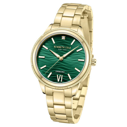 Kenneth Cole Quartz Analog Green Dial Metal Strap Watch For Women