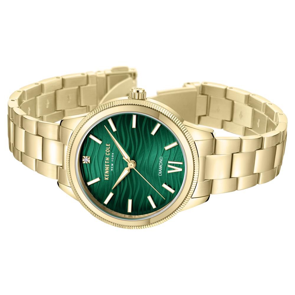 Kenneth Cole Quartz Analog Green Dial Metal Strap Watch For Women