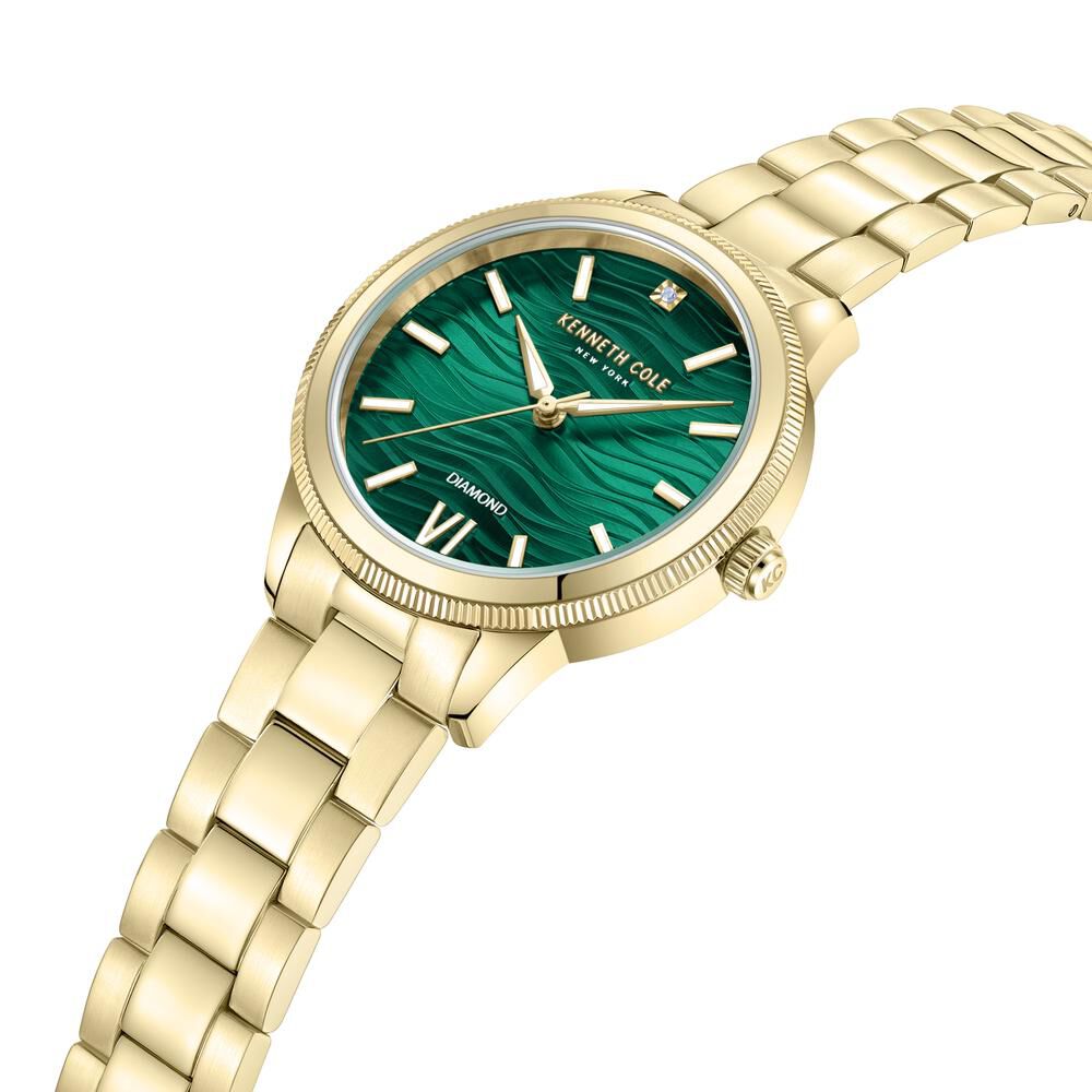 Kenneth Cole Quartz Analog Green Dial Metal Strap Watch For Women