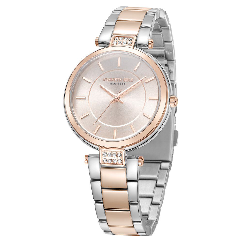 Kenneth Cole Quartz Analog Rose Gold Dial Two Toned Stainless Steel Strap Watch for Women KCWLG0026701LD