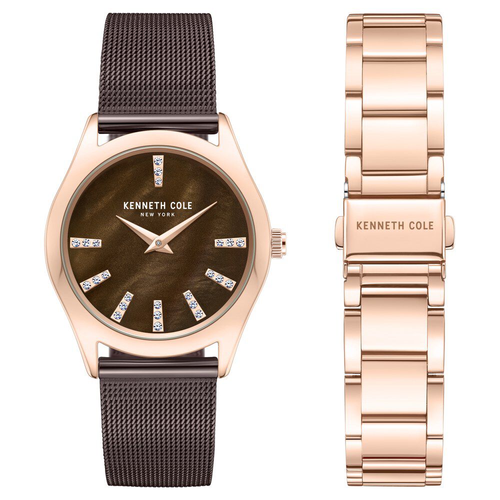Kenneth Cole Quartz Analog Mother Of Pearl Dial Stainless Steel Interchangeable Strap Watch For Women KCWLG0048402LD