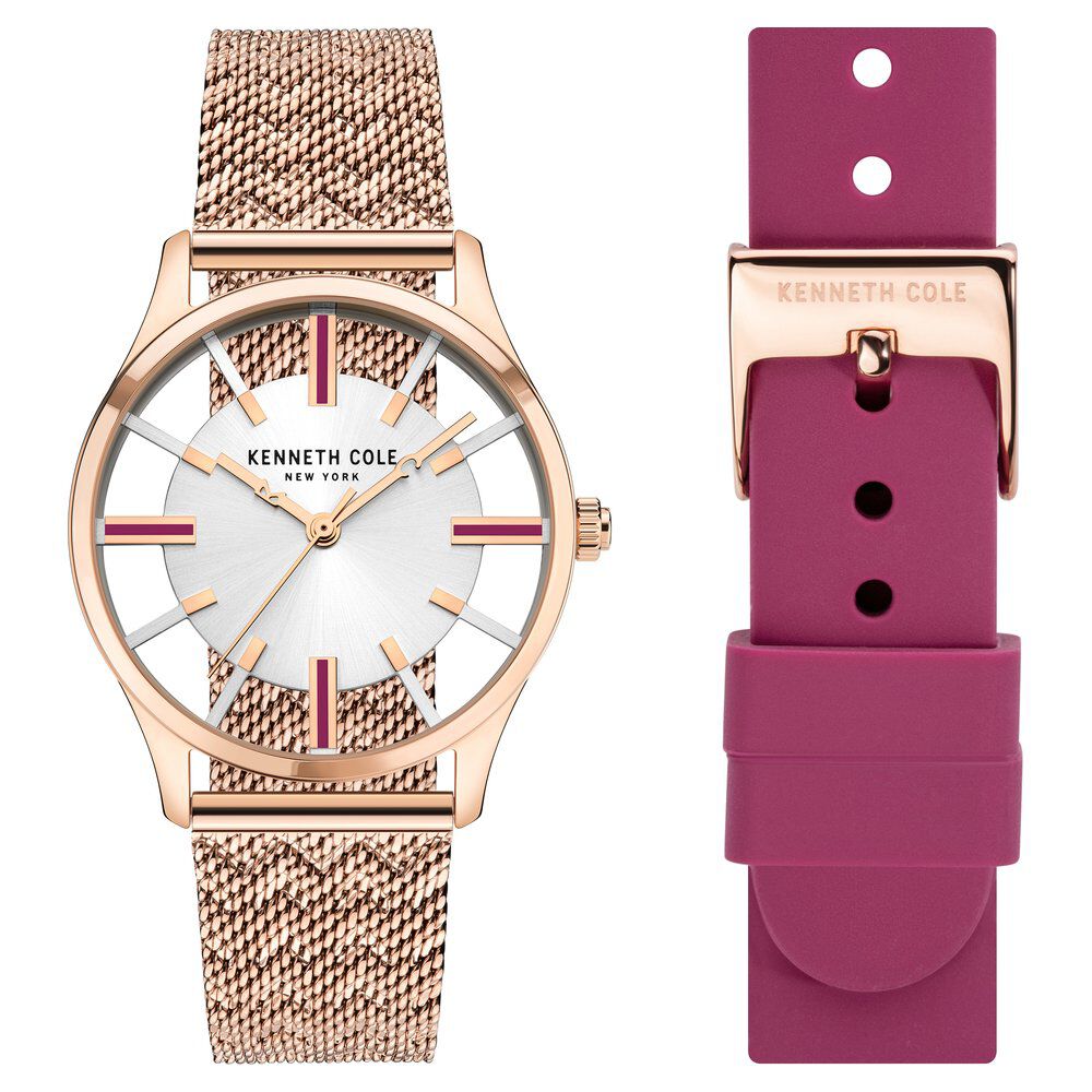 Kenneth Cole Quartz Analog Silver Dial Silicone Strap Watch for Women NEKCWLG2124002LD