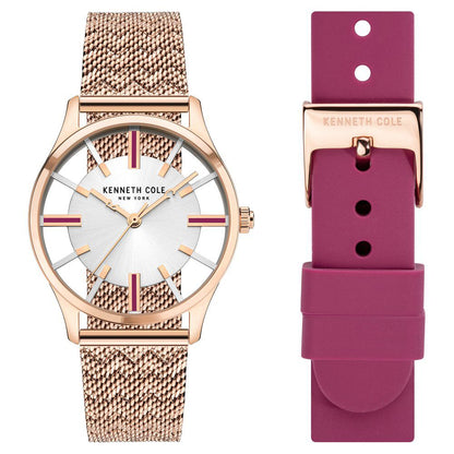 Kenneth Cole Quartz Analog Silver Dial Silicone Strap Watch for Women NEKCWLG2124002LD