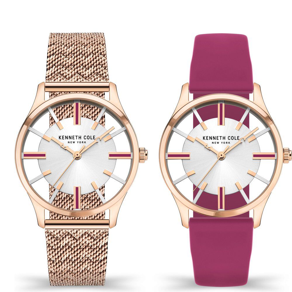 Kenneth Cole Quartz Analog Silver Dial Silicone Strap Watch for Women NEKCWLG2124002LD